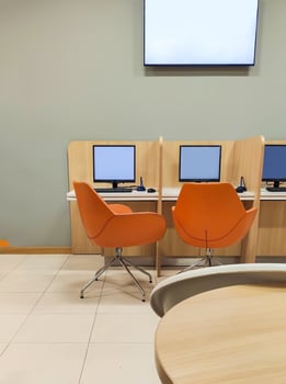 Modern design interior of the bank or business hall. photo
