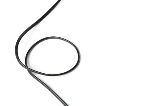 Black power cable with plug and socket isolated on white photo