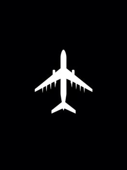 Minimalistic Aviation Airplane Flight Logo Travel Icon Plane Symbol black background photo