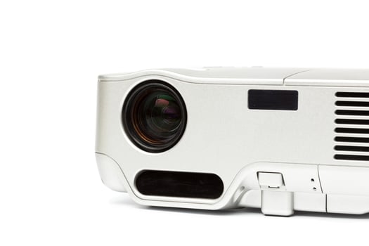 Projector multimedia silver colour on white background photo