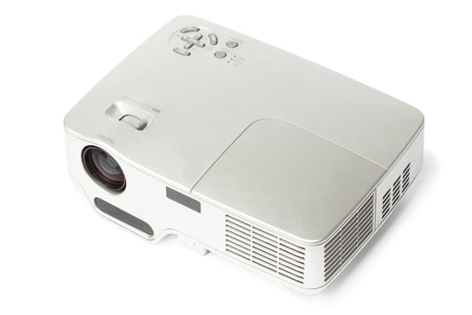 Projector multimedia silver colour on white background photo