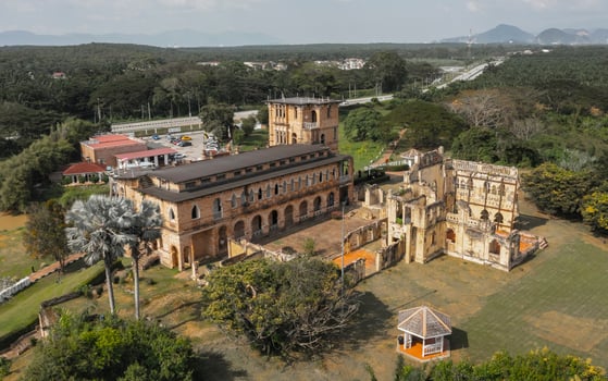 Aerial view of Kellie's Castle in Perak state of Malaysia. It is mansion built in the beginning of XX century. Now it is famous tourist landmark photo