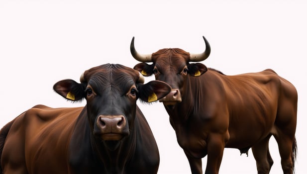 Bulls set against white background photo