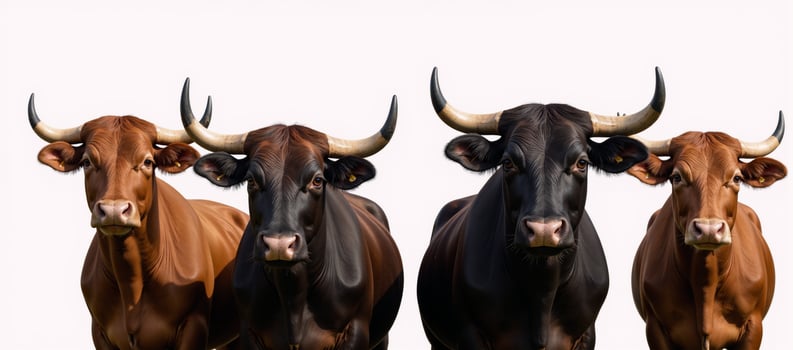 Bulls set against white background photo
