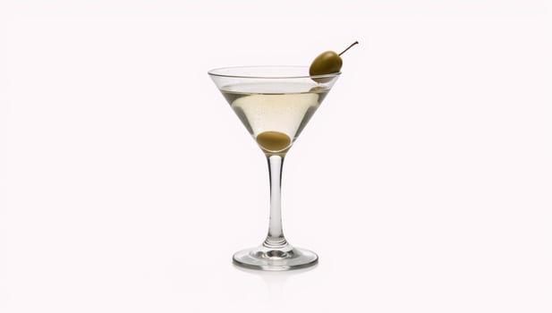 Martini with Olive in Glass Vintage Line Art Isolated Against White Background photo