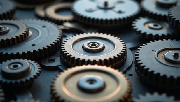 Intricate gears signify intricate nature of business analysisdata processing photo