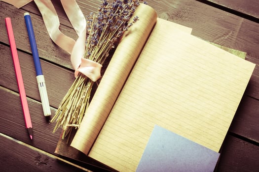 The workplace traveler. The blank notebook. photo