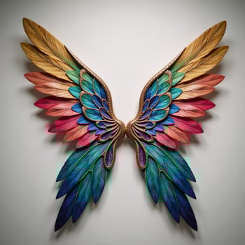 Colorful Angel Wings Illustration featuring Disney Princess photo