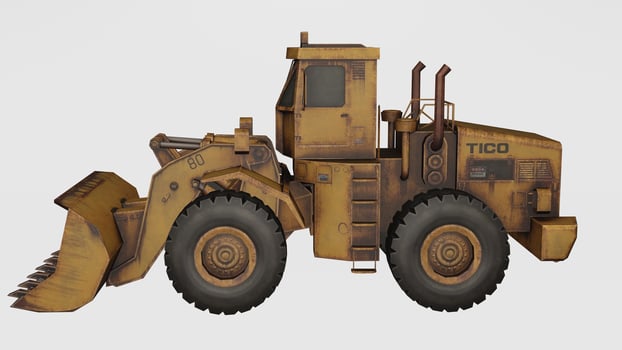 a large bulldozer on a green background photo