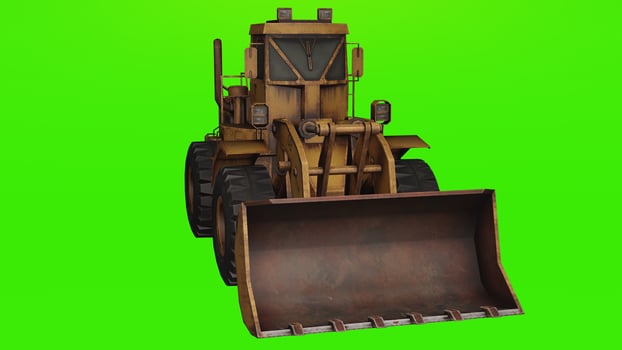 a large bulldozer on a green background photo