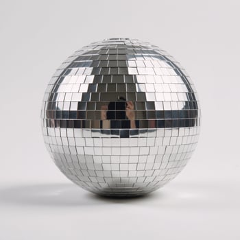 Disco Ball Icon Silhouette on White Background Shimmery DanceThemed photo