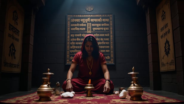 A portrait depicting traditional black magic rituals as per Indian folk practices Kala Jadu photo