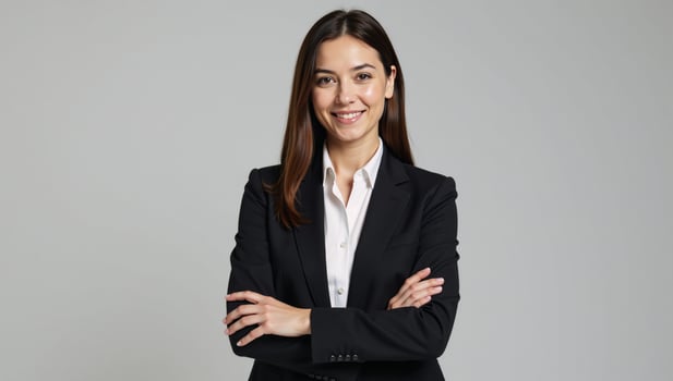 Portrait featuring a businesswoman with arms crossed photo
