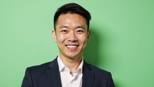 Professional guidance for an employee consulting manager positioned against a light green backdrop photo