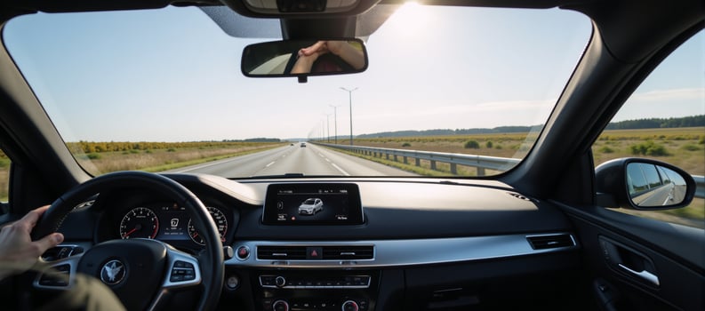 Illustration of an empty car interior during a drive photo