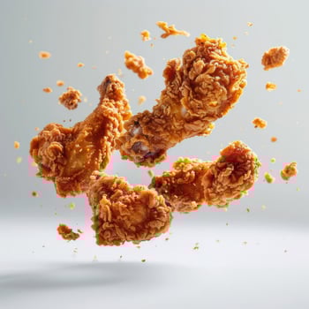 a bunch of food that is flying in the air photo