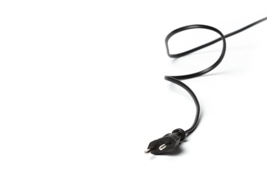 Black power cable with plug and socket isolated on white photo