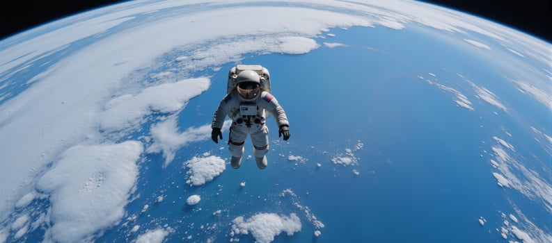 Astronaut floating in Earths orbit Space exploration Scifi photo