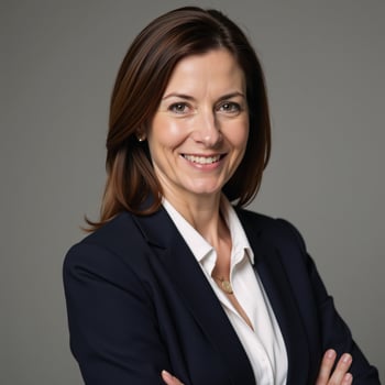 A professional yet approachable image featuring a confident middleaged HR manager exuding an executive demeanor photo