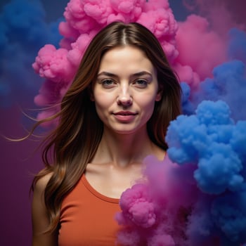 Vibrant violetblue smoky backdrop perfect for bannerposter designs and presentations photo