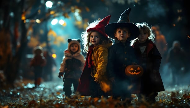 halloween is a time for children to dress up in costumes and go trick or treating photo