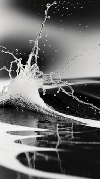 Black and white photo of water splashing