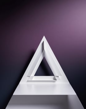 A triangle shaped object on a purple background photo