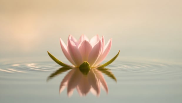 A pink lotus flower floating in water photo