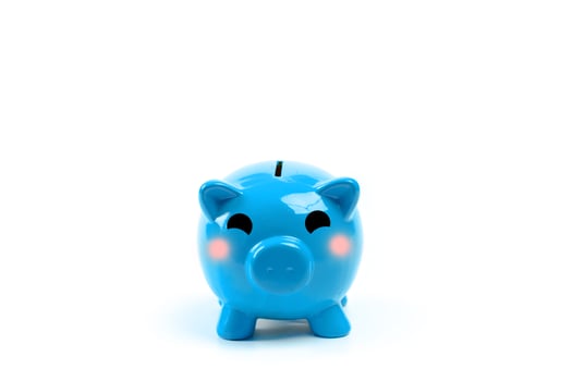 Blue piggy bank or money box photo