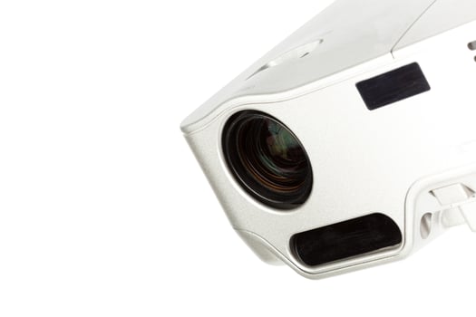 Projector multimedia silver colour on white background photo