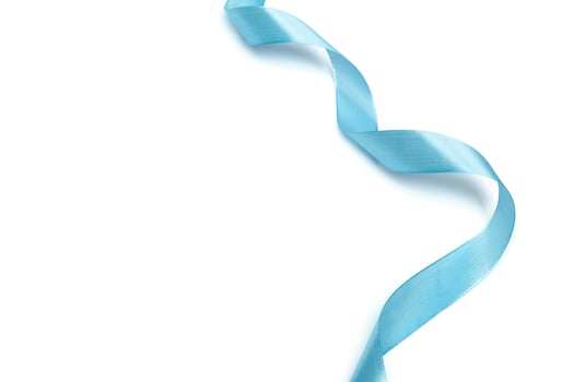 Shiny blue ribbon isolated on white photo