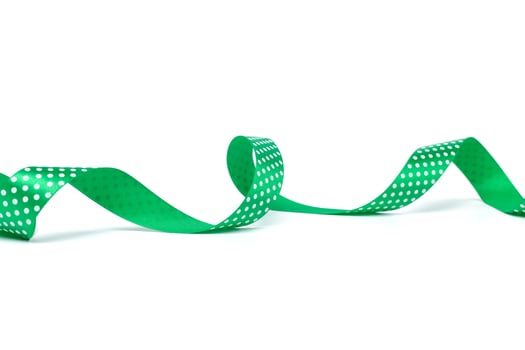 a green ribbon isolated on white background photo