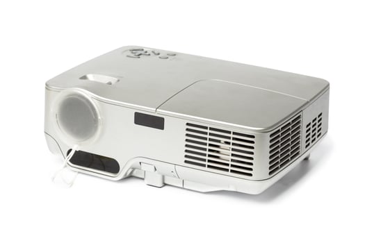 Projector multimedia silver colour on white background photo