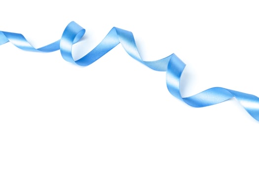 Shiny blue ribbon isolated on white photo