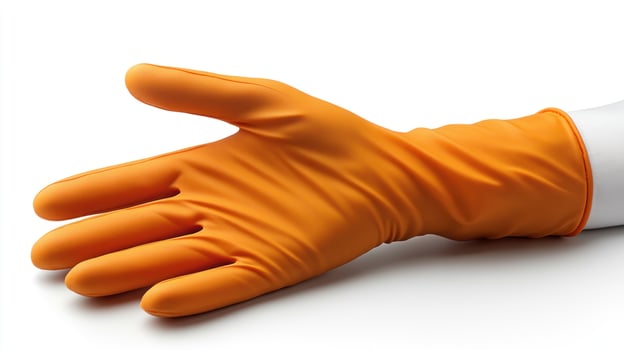 The bright orange glove extends outward, poised for various cleaning chores photo