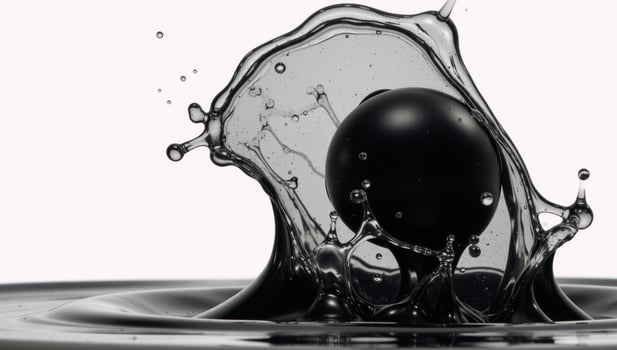 Isolated black water splash against a transparent background photo