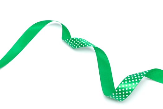 a green ribbon isolated on white background photo