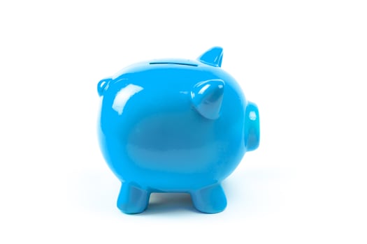 Blue piggy bank or money box photo