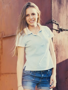 Portrait of a beautiful happy teen girl photo