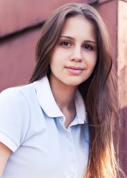Portrait of a beautiful happy teen girl photo
