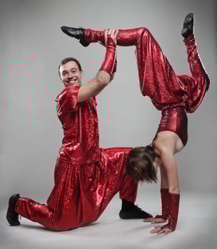 Dancers in action, graybackground photo