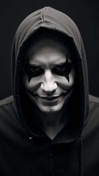 A Halloweeninspired image features a darkened setting with a hooded dangerous criminal lurking menacingly photo