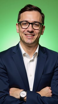 Professional guidance for an employee consulting manager positioned against a light green backdrop photo