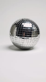 Disco Ball Icon Silhouette on White Background Shimmery DanceThemed photo