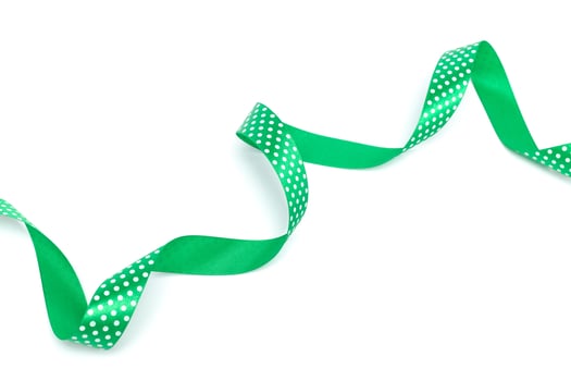 a green ribbon isolated on white background photo