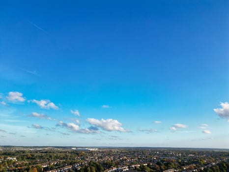 High Angle Footage of North Luton City of England UK. Aerial Footage Was Captured with Drone's Camera on October 17th, 2024 at Just Before Sunset Time. photo