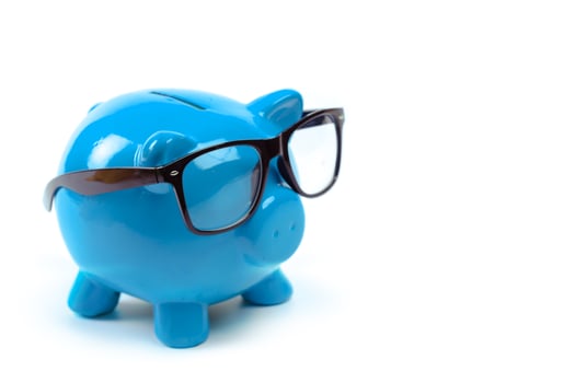 Blue piggy bank or money box photo