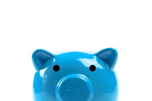 Blue piggy bank or money box photo
