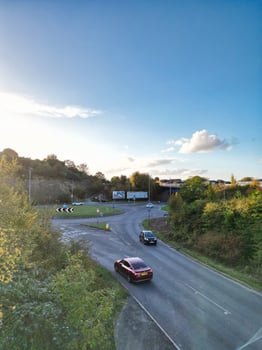 Aerial view of North Luton City of England UK. Aerial Footage Was Captured with Drone's Camera on October 17th, 2024 at Just Before Sunset Time. photo