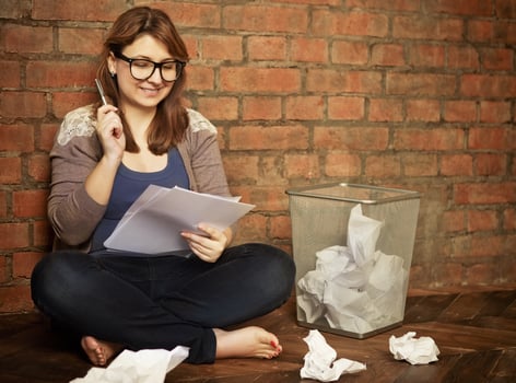 Young woman writer working photo